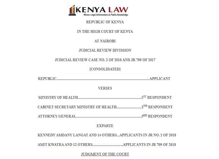 Judicial Review Case 2 of 2018 and 709 of 2017 (Consolidated), known as KENNEDY AMDANY LANGAT AND 14 OTHERS
